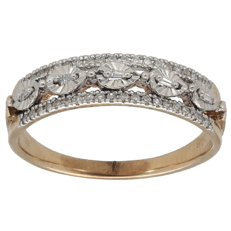 Full crescent rings-9ct Gold 0.22ct Diamond Half Eternity Ring Size M