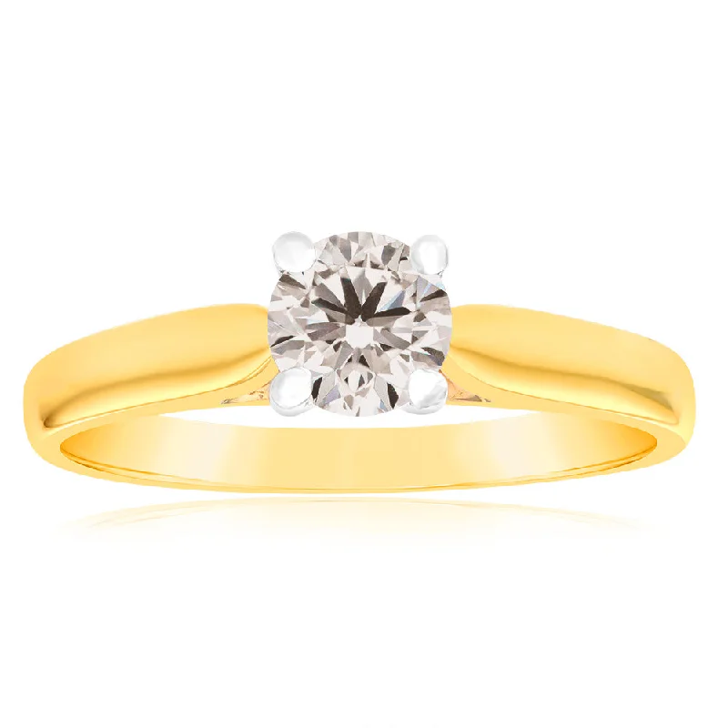 Loop band rings-18ct Yellow Gold Solitaire Ring With 0.50 Carat Australian Diamond