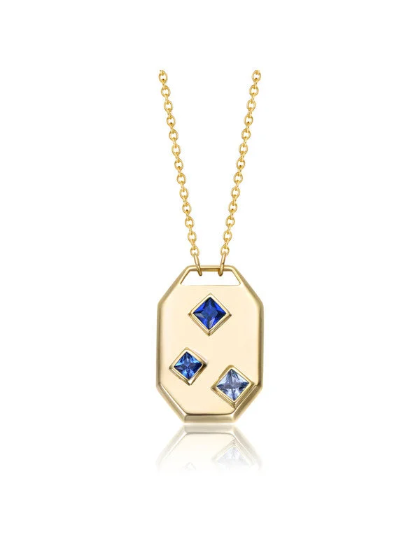 Maple wood necklaces-14k Gold Plated with Multi-Colored Cubic Zirconia Geometric Dog Tag Pendant Necklace