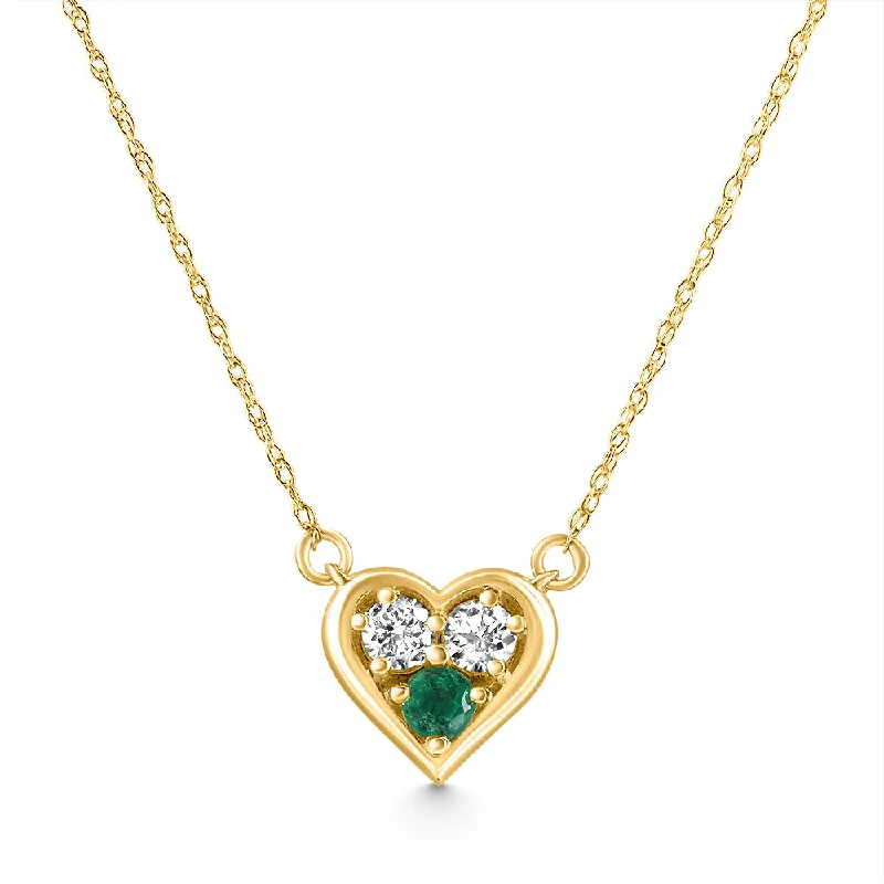 Oval pendant necklaces-1/2Ct Heart Shape Emerald & Diamond Pendant 10k Gold Women's Necklace lab Grown