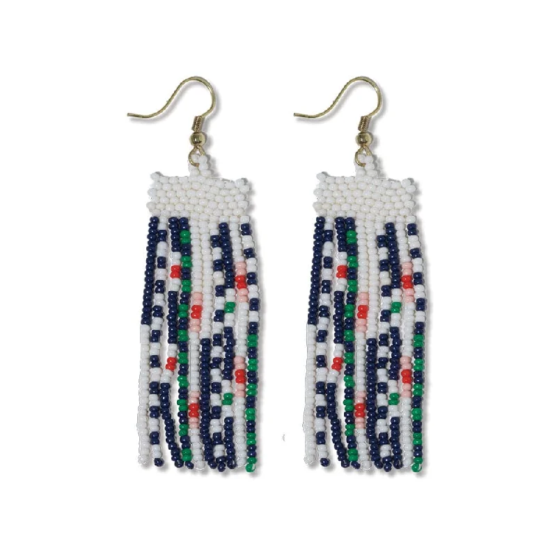 Fine enamel earrings-Adaline Mixed Patterns Beaded Fringe Earrings St. Tropez