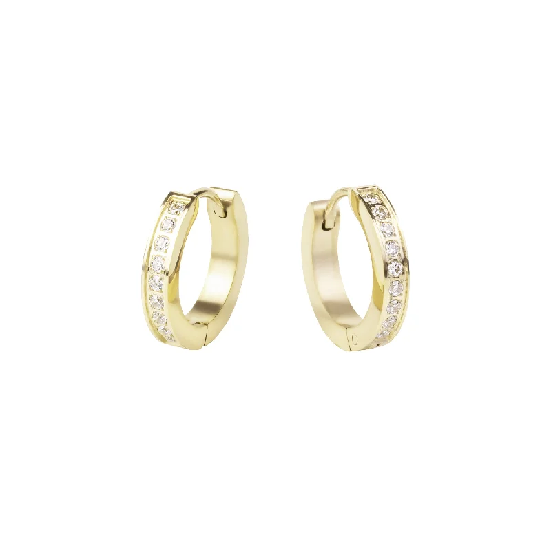 Broad hoop earrings-Pavé Huggie Earrings