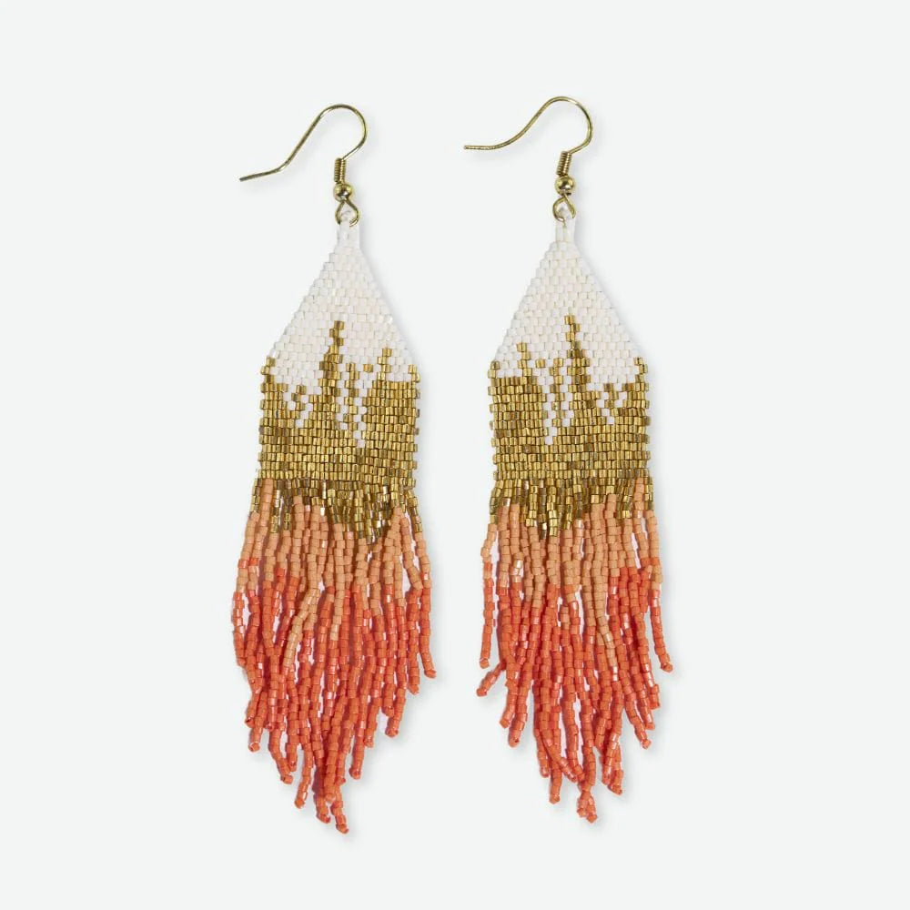 Soft clay earrings-Claire Ombre Beaded Fringe Earrings Coral