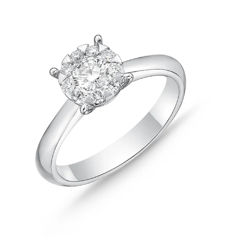 Fern carved rings-Memoire 18ct White Gold 0.45 Carat Diamond Bouquet Solitaire Ring