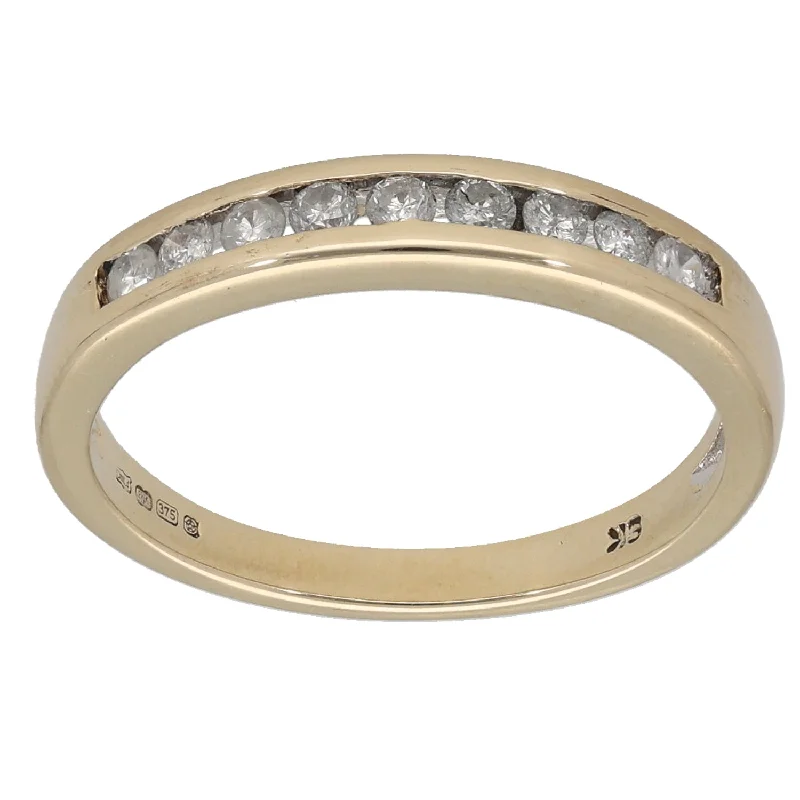 Large stone rings-9ct Gold 0.27ct Diamond Half Eternity Ring Size M