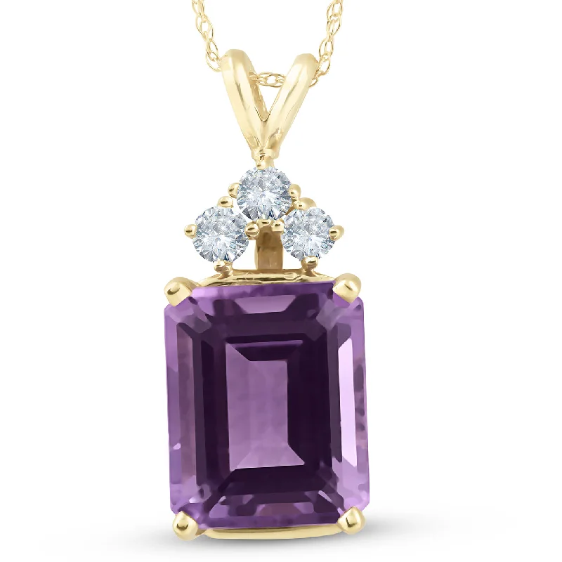 Plain cross necklaces-14K Yellow Gold 7 1/8ct Amethyst & Diamond Solitaire Pendant