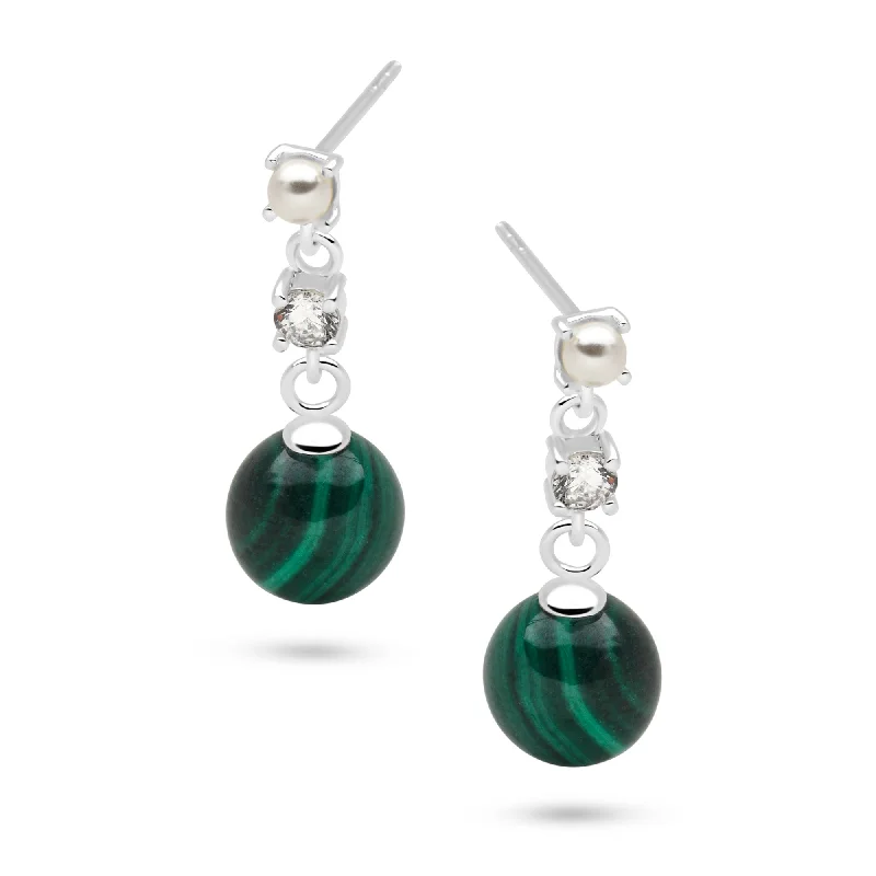 Wave shape earrings-Imperial Malachite Earrings