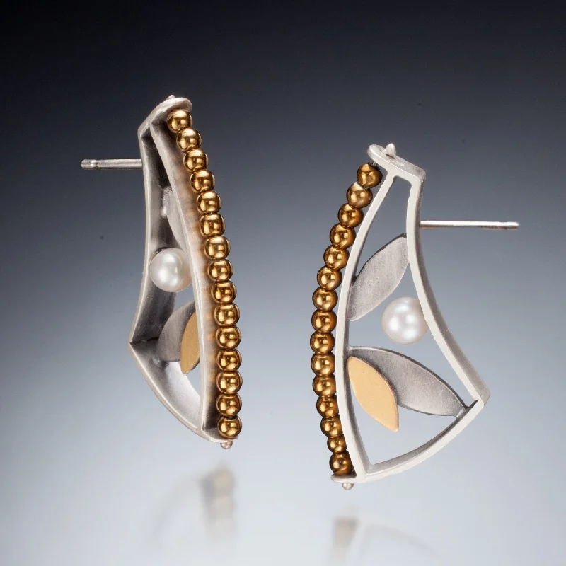 Wave shape earrings-Mixed Metal Cuff Earrings