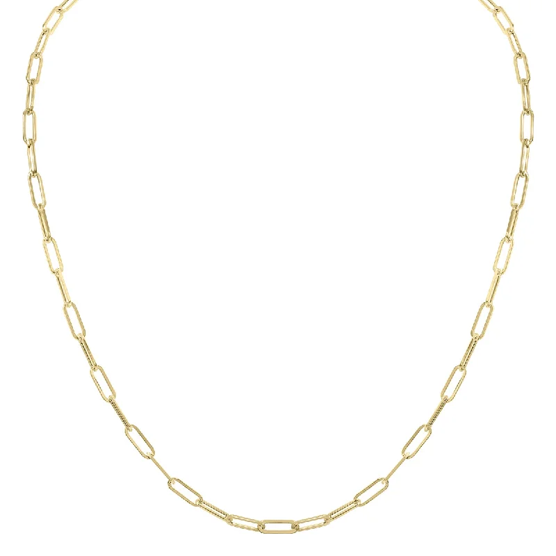 Wrapped thread necklaces-14K Yellow Gold Dainty Paperclip Necklace With Lobster Clasp - 16 Inch