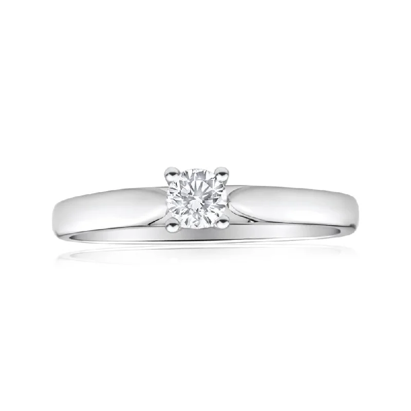 Gem stack rings-9ct White Gold Solitaire Ring With 0.2 Carat Diamond