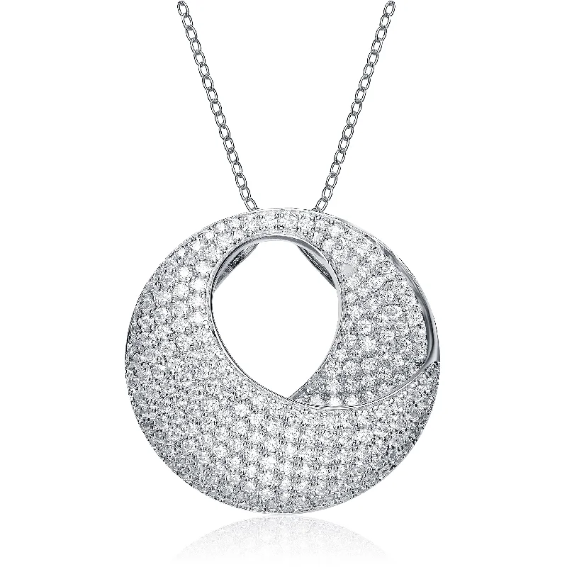 Bright bead necklaces-Sterling Silver White Cubic Zirconia Pendant