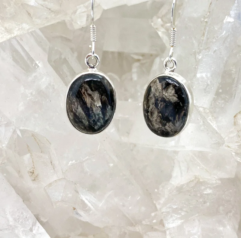 Polished art earrings-Astrophyllite Sterling Silver Earrings $80