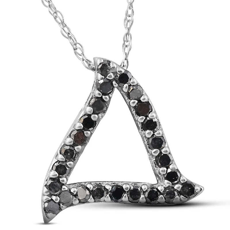 Radiant pearl necklaces-1/4ct Black Diamond Pendant White Gold Triangle