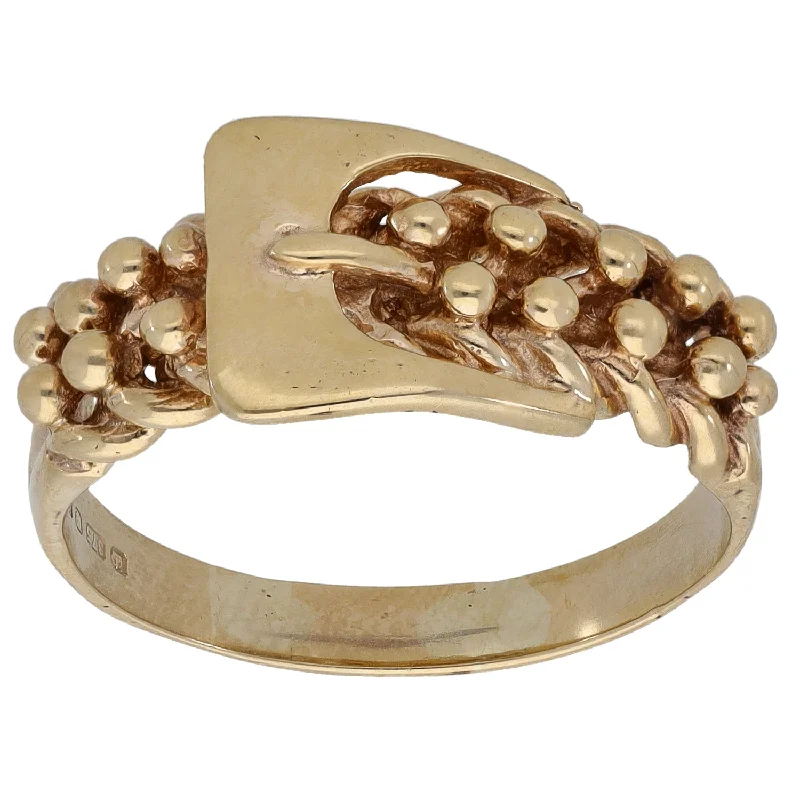 Thin stack rings-9ct Gold Buckle Ring Size U