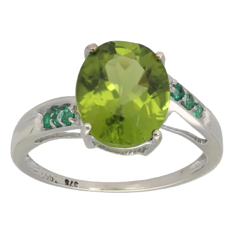 Wool thread rings-9ct Gold Peridot & Emerald Dress/Cocktail Ring Size N