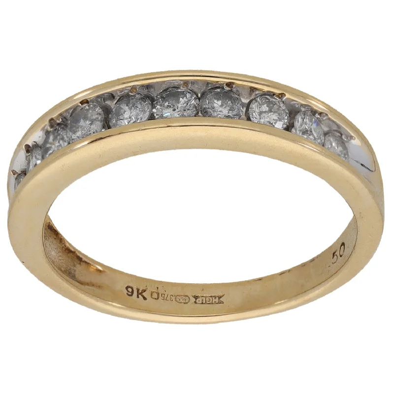 Lock band rings-9ct Gold 0.50ct Diamond Half Eternity Ring Size M