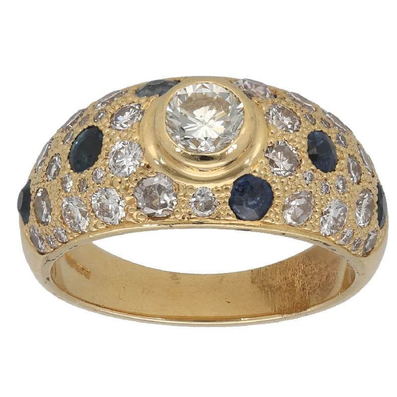 Sky theme rings-18ct Gold 1.02ct Diamond & Sapphire Dress/Cocktail Ring Size K