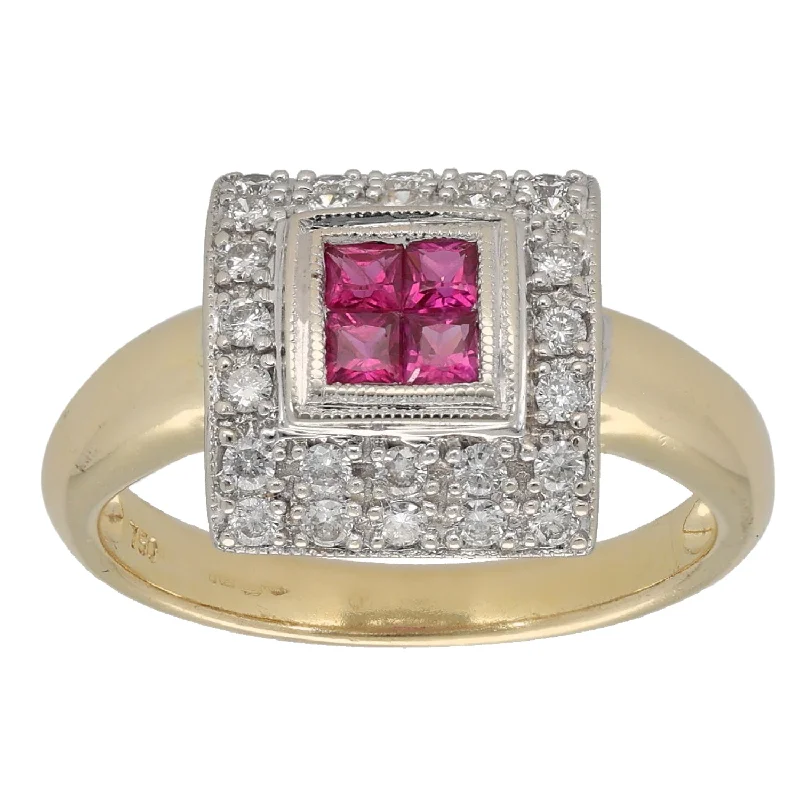 Light accent rings-18ct Gold Ruby & 0.26ct Diamond Dress/Cocktail Ring Size N