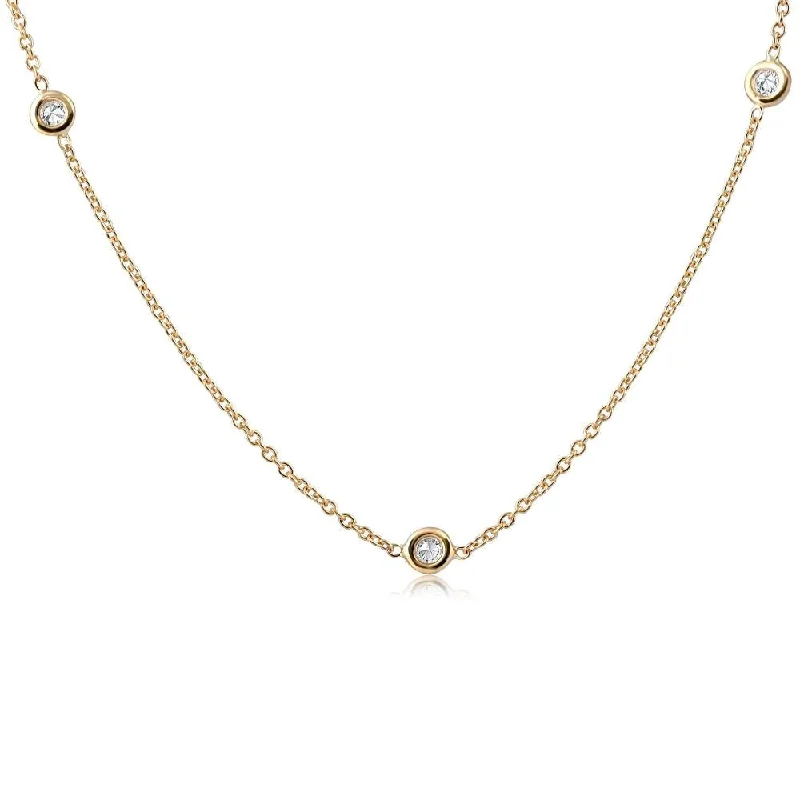 Fine enamel necklaces-1/4ct Diamonds By The Yard 18" 14K Yellow Gold Women's Necklace