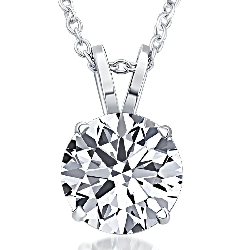 Offset design necklaces-2Ct Certified Round Diamond Solitaire Pendant 14k Gold Necklace Lab Grown