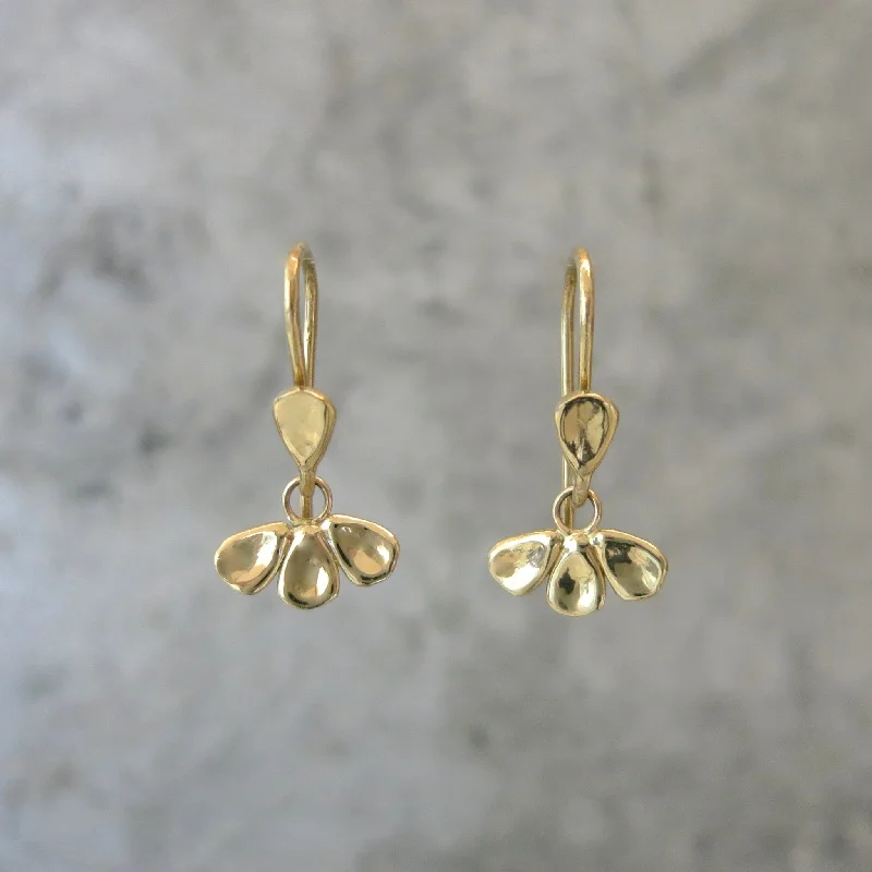 Burnished gold earrings-Carved Petal Drop Earrings