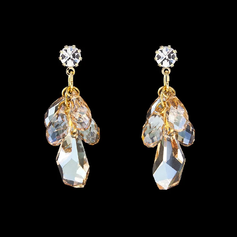 Full crescent earrings-Multi-Drop Crystal Cluster Earrings