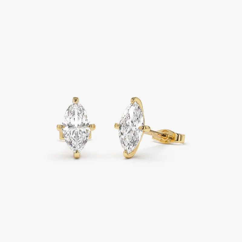 Vine style earrings-1.00 ctw 14k Classic Four Prong Marquise Shape Lab Grown Diamond Studs - Leah