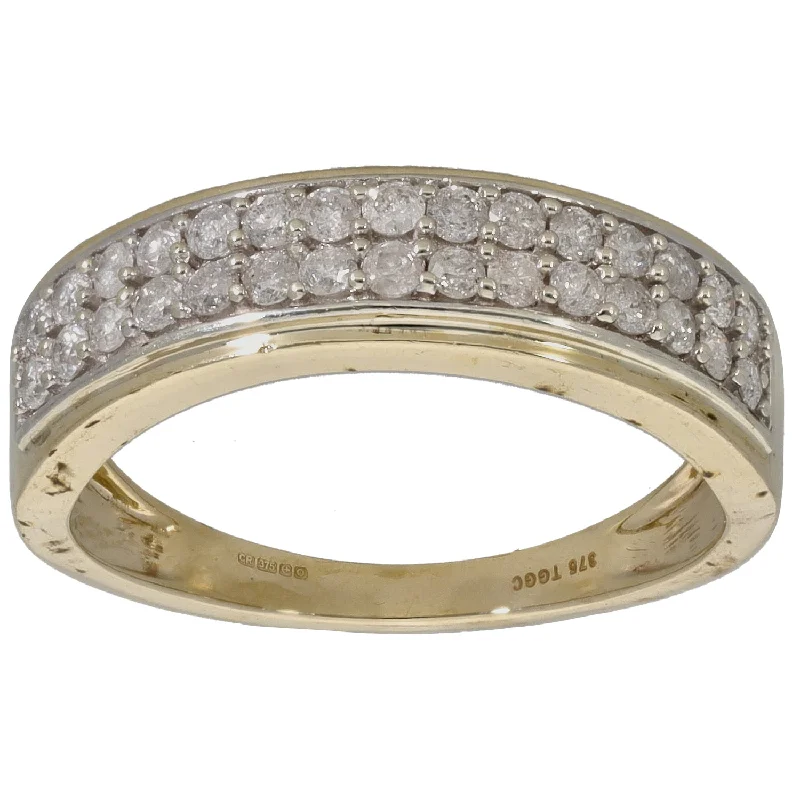 Light accent rings-9ct Gold 0.60ct Diamond Half Eternity Ring Size N