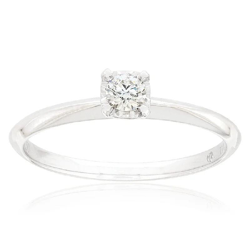 Topaz solitaire rings-Flawless Cut 18ct White Gold Solitaire Ring With 1/6 Carats Diamond