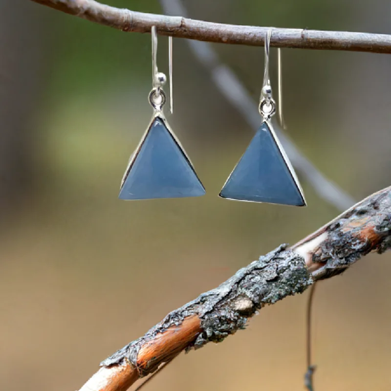 Broad hoop earrings-Angelite Sterling Silver Earrings $65