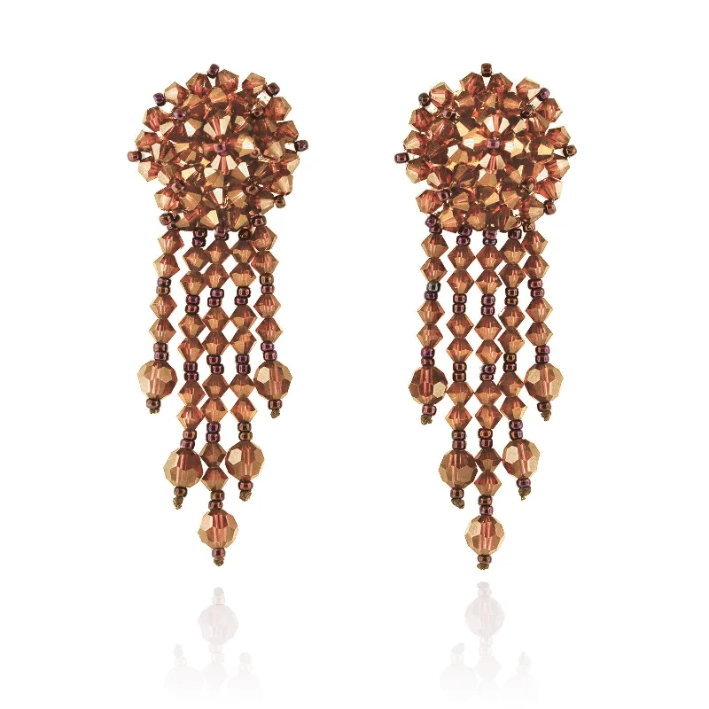 Loop knot earrings-Statement Earrings with Woven Cluster