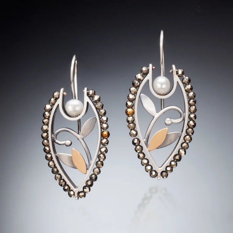 Lunar glow earrings-Mixed Metal Shield Earrings