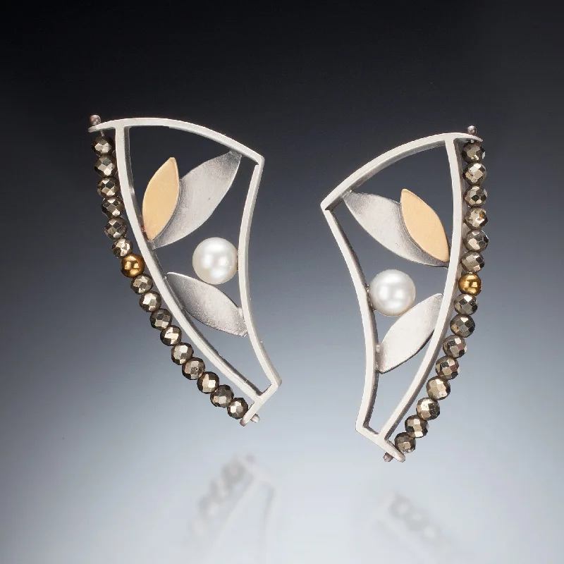 Wide hoop earrings-Mixed Metal Curve Earrings