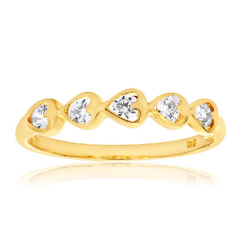 Bare frame rings-9ct Yellow Gold Cubic Zirconia Heart Ring