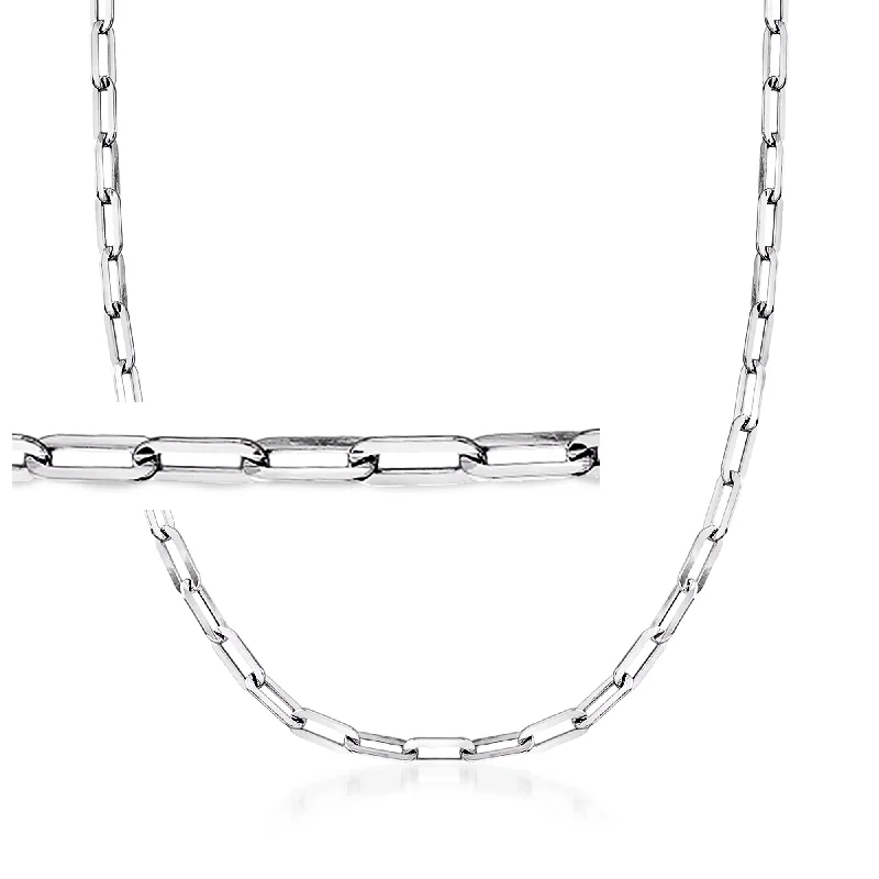 Layered chain necklaces-Ross-Simons Italian Polished Sterling Silver Paper Clip Link Necklace