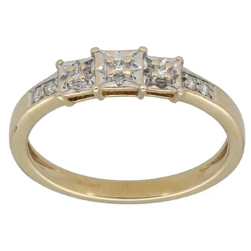 Bead line rings-9ct Gold 0.07ct Diamond Dress/Cocktail Ring Size P