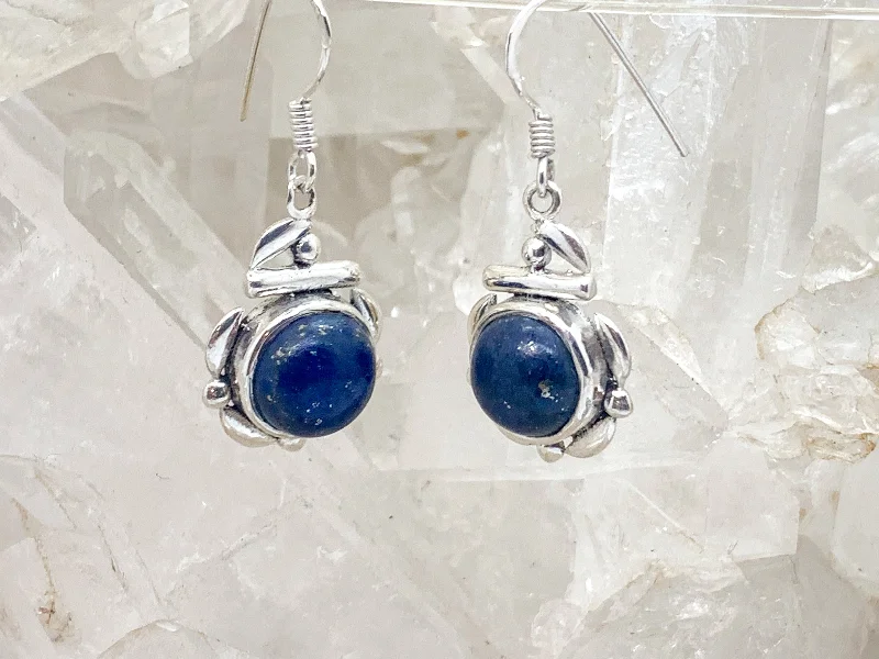 Topaz stud earrings-Lapis Lazuli Sterling Silver Earrings $50