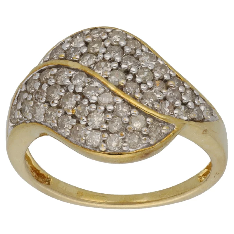 Wide band rings-9ct Gold 1.00ct Diamond Dress/Cocktail Ring Size O