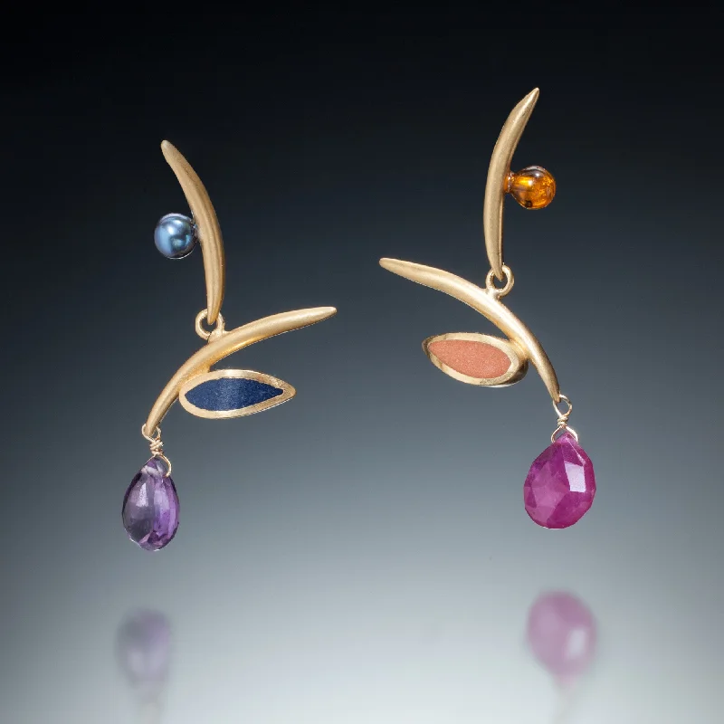 Thin rose earrings-Twig Earrings (gv)