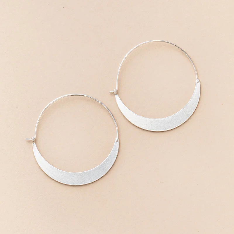 Oval dangle earrings-Refined Earring Collection - Crescent Hoop/Sterling Silver