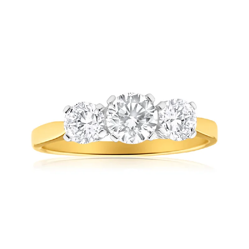 Clear band rings-9ct Yellow Gold Trilogy Cubic Zirconia Ring