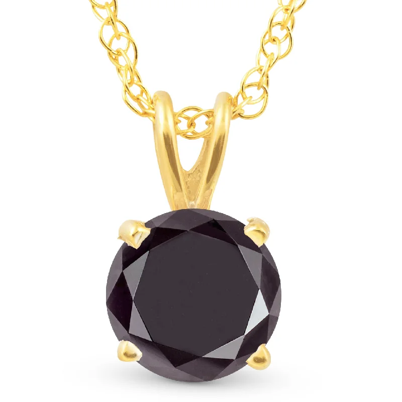 Gloss finish necklaces-3Ct Black Diamond Solitaire Pendant Necklace in 14k White or Yellow Gold