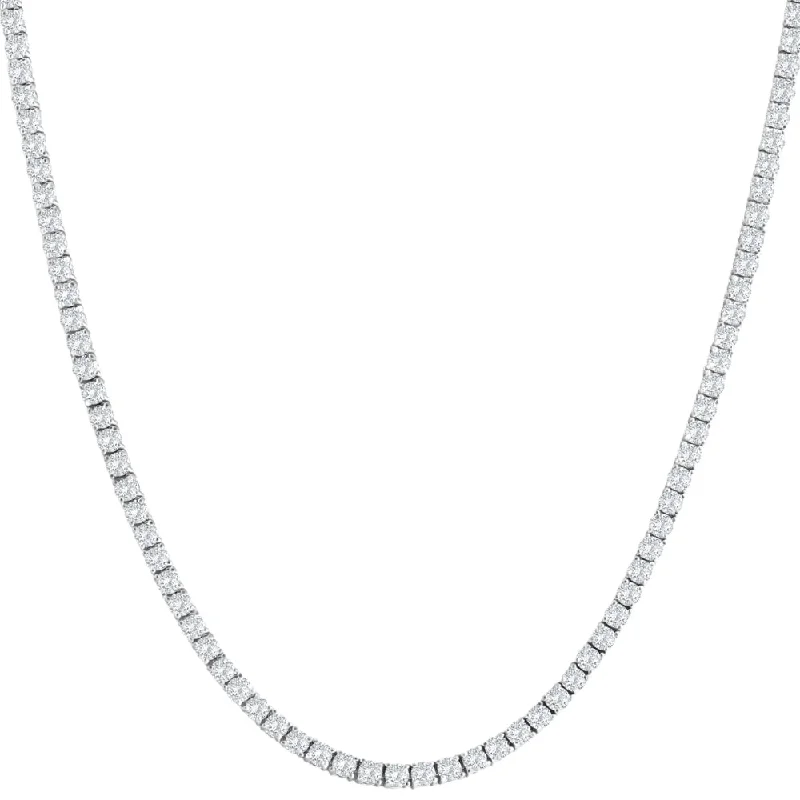 Raised bar necklaces-12Ct TW Lab Grown Diamond Tennis Necklace 14K White Gold 16.5"