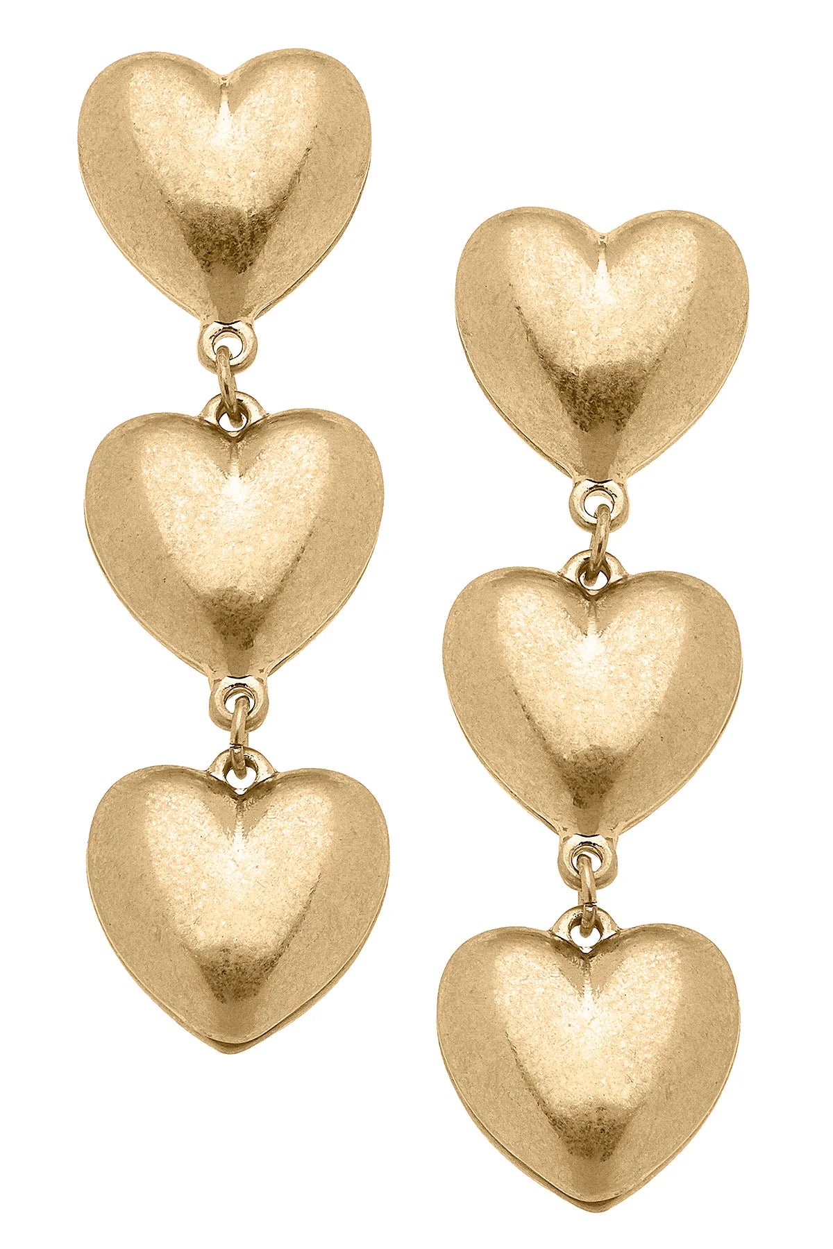 Flat stud earrings-Gina Puffy Heart Linked Earrings