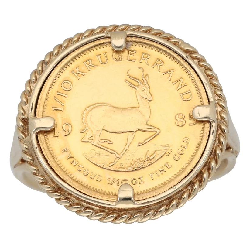 Bead line rings-9ct Gold Coin Ring Size T