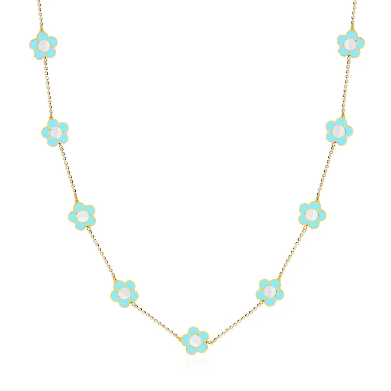 Braided link necklaces-Turquoise Daisy Necklace