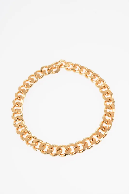 Loop knot necklaces-Versace Golden Brass Necklace With Snap Closure