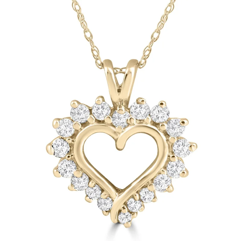 Lock clasp necklaces-1/2Ct Diamond Petite Diamond Pendant Necklace in 14k White, Yellow, or Rose Gold