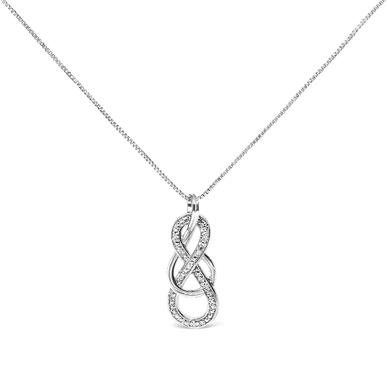 Silk choker necklaces-925 Sterling Silver Diamond Accent Interlocking Infinity Pendant Necklace