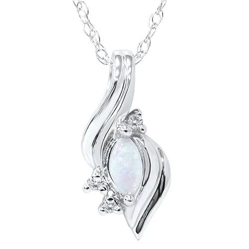 Topaz drop necklaces-1/4ct Marquise Opal Fancy Diamond Solitaire Accent Pendant 14K White Gold